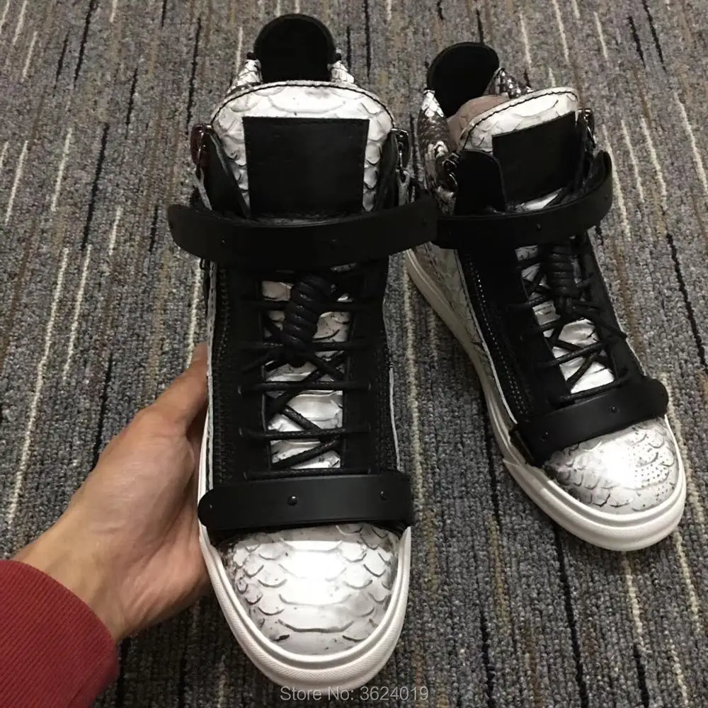 High Top cl and gz Men's Flat shoes White Snake Cowhide Double buckle Lace up Sneakers Leather Loafers Footwear Spring
High Top cl and gz Men's Flat shoes White Snake Cowhide Double buckle Lace up Sneakers Leather Loafers Footwear Spring