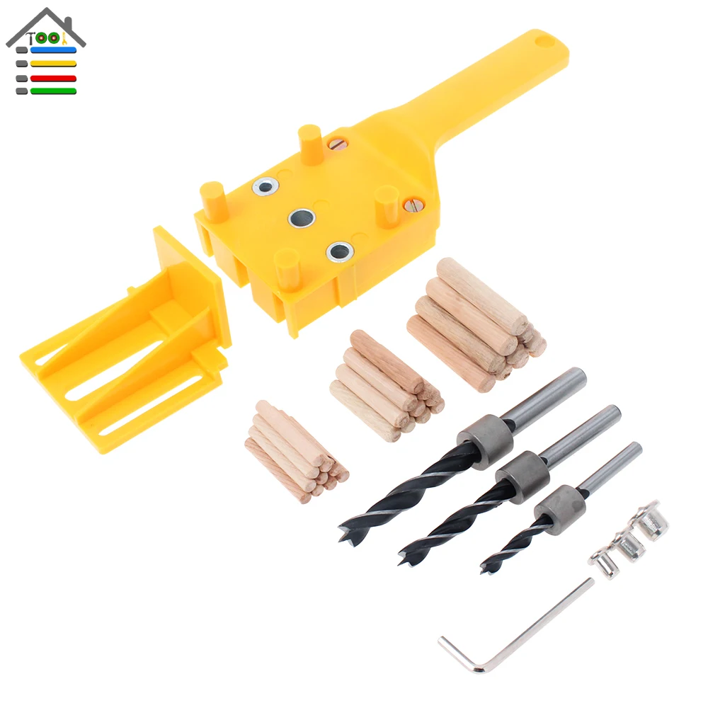 Wood Dowel Jig Kit 6 8 10mm Drill Bit Guide Set with Wooden Pins Center Dowel Tenon Handheld Woodworking Quick Doweling Joints
Wood Dowel Jig Kit 6 8 10mm Drill Bit Guide Set with Wooden Pins Center Dowel Tenon Handheld Woodworking Quick Doweling Joints
