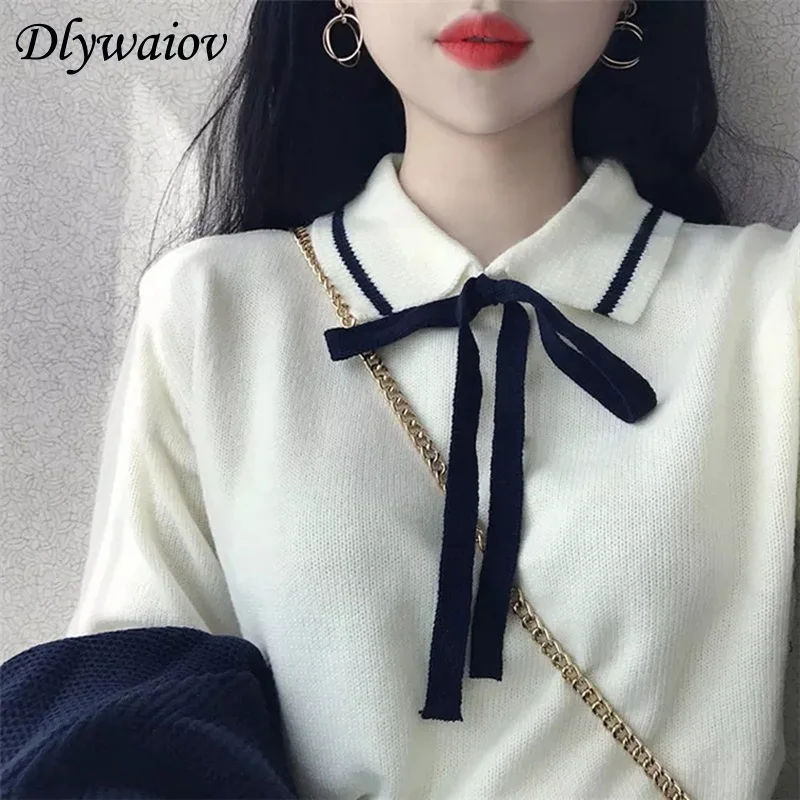2019 Autumn Women Sweater New Small Fresh Bow Sweaters Female Korean Version Lapel Collar Sweet Knit Pullover Women Tops
2019 Autumn Women Sweater New Small Fresh Bow Sweaters Female Korean Version Lapel Collar Sweet Knit Pullover Women Tops