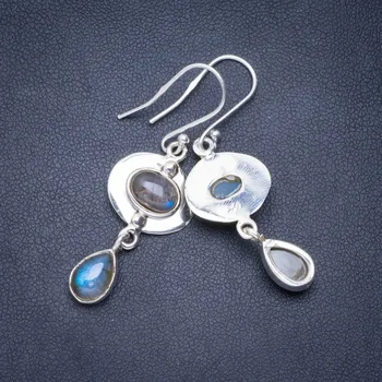 Natural Blue Fire Labradorite Handmade Unique 925 Sterling Silver Earrings 1.75" A0730
Natural Blue Fire Labradorite Handmade Unique 925 Sterling Silver Earrings 1.75" A0730