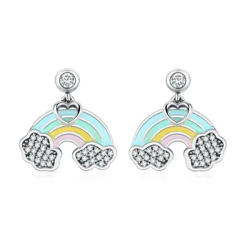 925 Sterling Silver Fashion Heart Colorful Enamel Rainbow Stud Earrings for Women Fashion Earrings Fine Jewelry SCE471
925 Sterling Silver Fashion Heart Colorful Enamel Rainbow Stud Earrings for Women Fashion Earrings Fine Jewelry SCE471