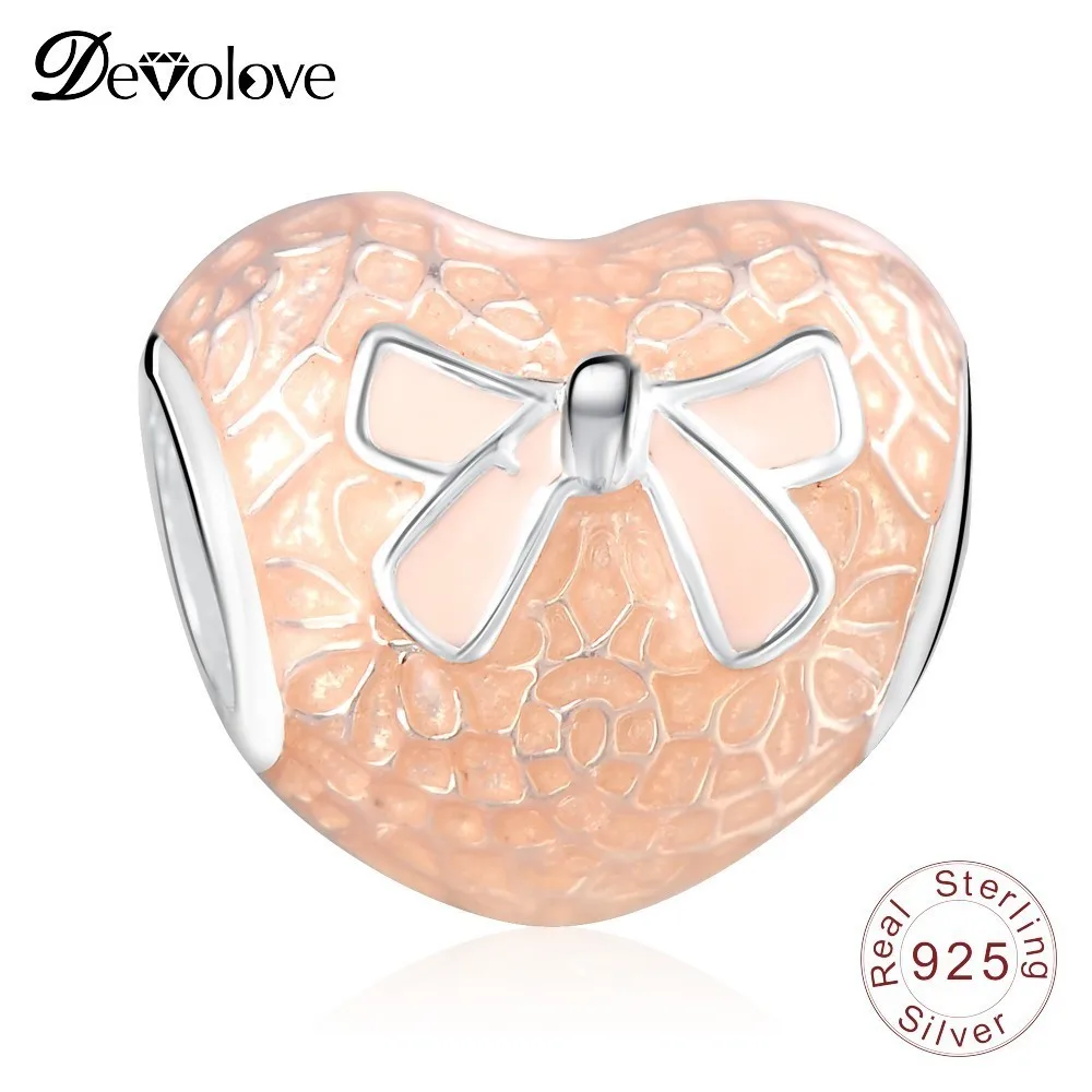 Devolove New Heart Pink Lace and Bow Charm 925 Sterling Silver Love Beads Fit Pandora Bracelelts Fine Findings Dropshipping
Devolove New Heart Pink Lace and Bow Charm 925 Sterling Silver Love Beads Fit Pandora Bracelelts Fine Findings Dropshipping