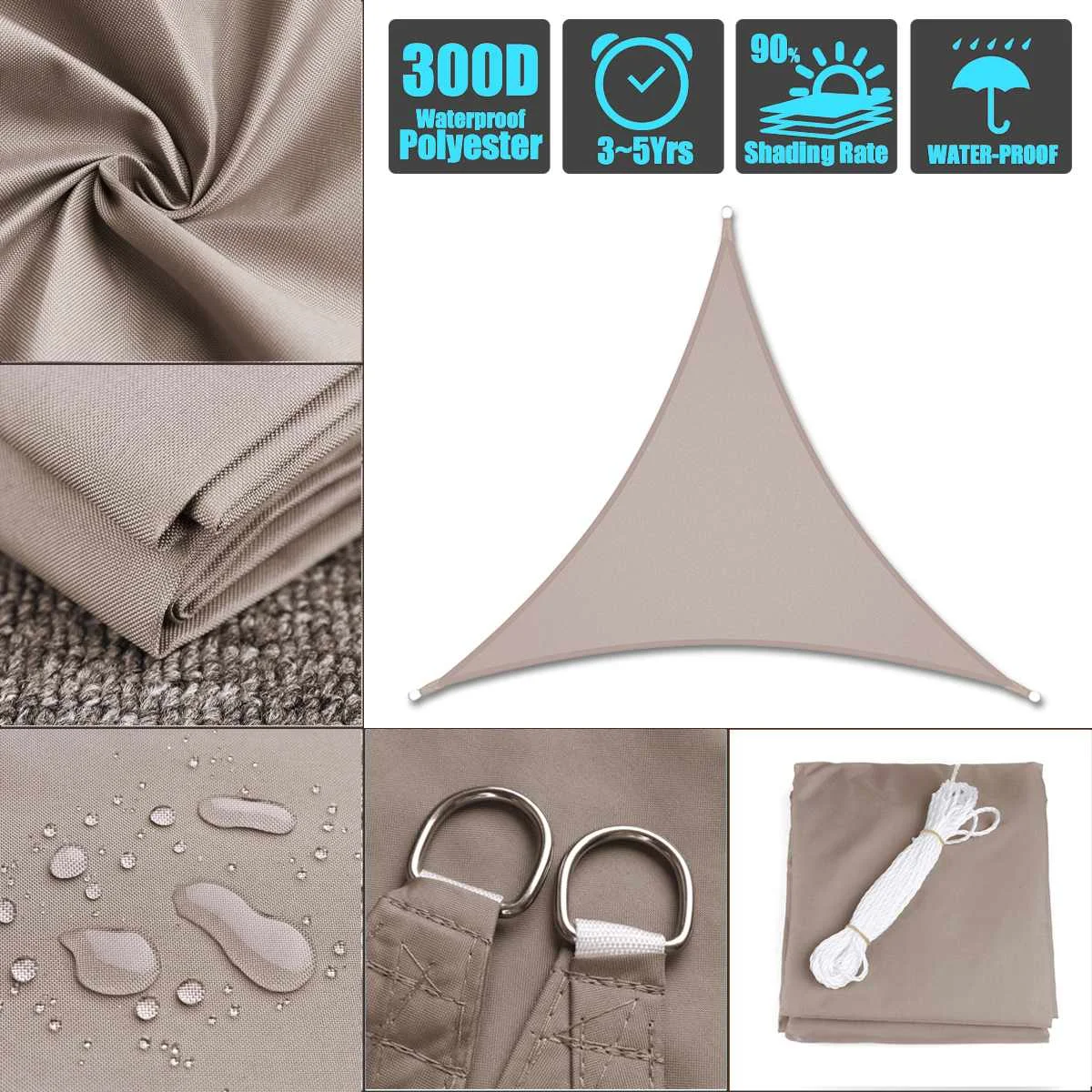 3x3x4.3 3x4x5 4x4x5.7 5x5x7.1 Kahki 300D polyester oxford long triangle shade sail sunlight garden courtyard Outdoor Camping
3x3x4.3 3x4x5 4x4x5.7 5x5x7.1 Kahki 300D polyester oxford long triangle shade sail sunlight garden courtyard Outdoor Camping