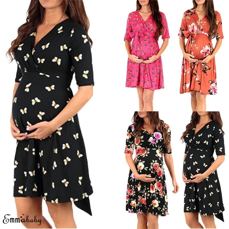 Women's Maternity Dress Half Sleeve V-Neck Pregnancy Clothes Nursing Wrap Dress women autumn dress printing dress Bohemian style
Women's Maternity Dress Half Sleeve V-Neck Pregnancy Clothes Nursing Wrap Dress women autumn dress printing dress Bohemian style