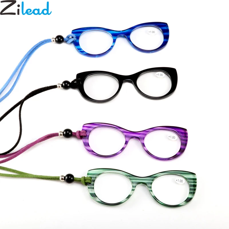 

Zilead Protable Hanging Neck Reading Glasses For Women&Men Cat Eyes Pendant Necklace Hyperopia Presbyopic Eyeglasses +1.0to+3.5