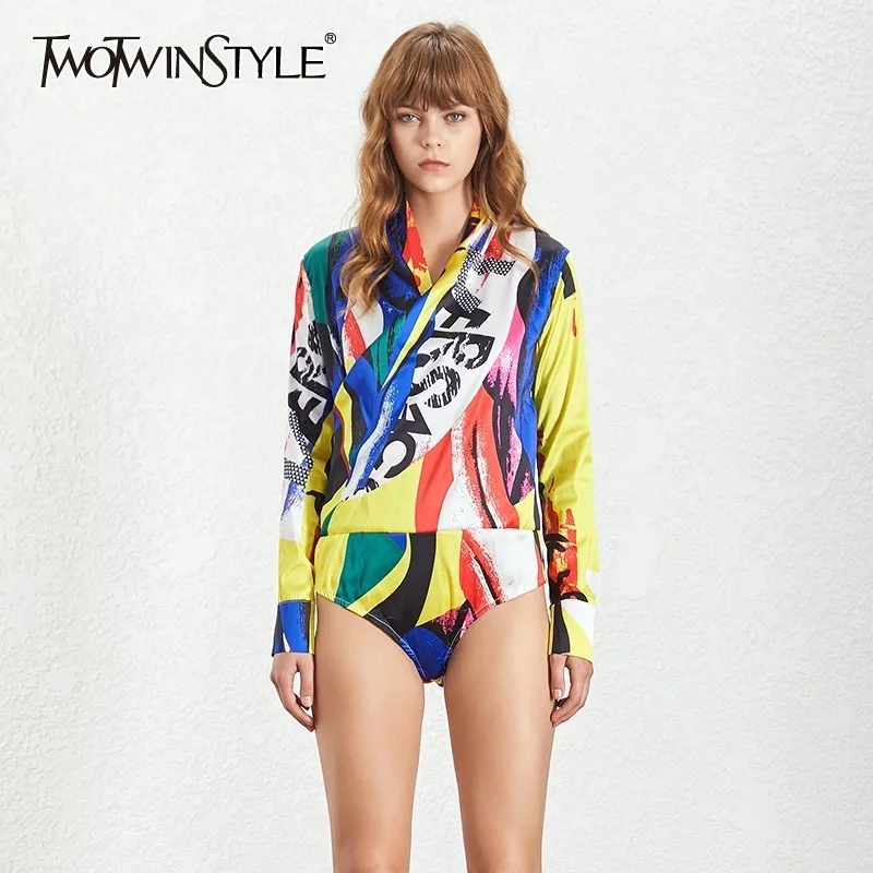 TWOTWINSTYLE Hit Color Multi Jumpsuits For Women V Neck Long Sleeve Bodysuits Female Large Size Spring 2019 Casual Fashion
TWOTWINSTYLE Hit Color Multi Jumpsuits For Women V Neck Long Sleeve Bodysuits Female Large Size Spring 2019 Casual Fashion