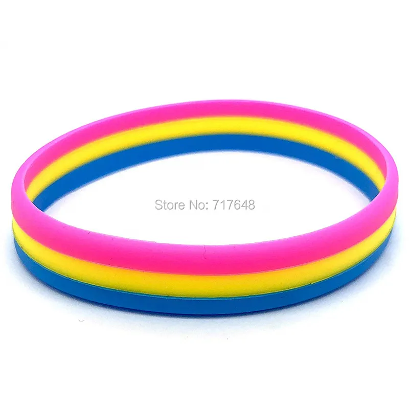 300pcs Layer striped Pansexual Gay Pride Lesbian Flag wristband silicone bracelets rubber cuff bangles free shipping by FEDEX A | Украшения