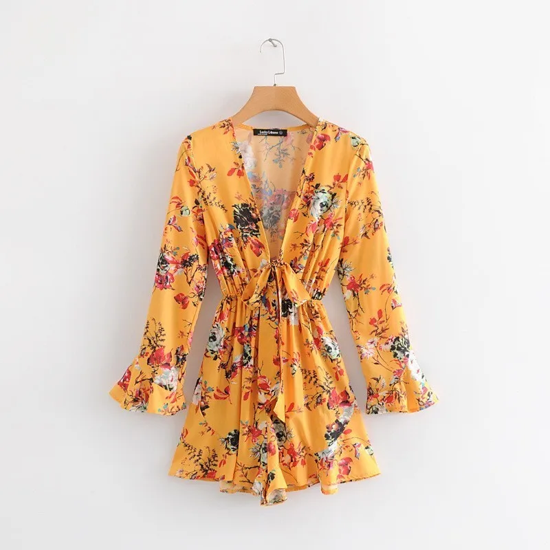 ZOUHIRC Summer Printed Short Dress Floral Long Ruffles Sleeve Bow V-neck Mini Sexy Dress Causal Outwear Beach Dress vestido
ZOUHIRC Summer Printed Short Dress Floral Long Ruffles Sleeve Bow V-neck Mini Sexy Dress Causal Outwear Beach Dress vestido