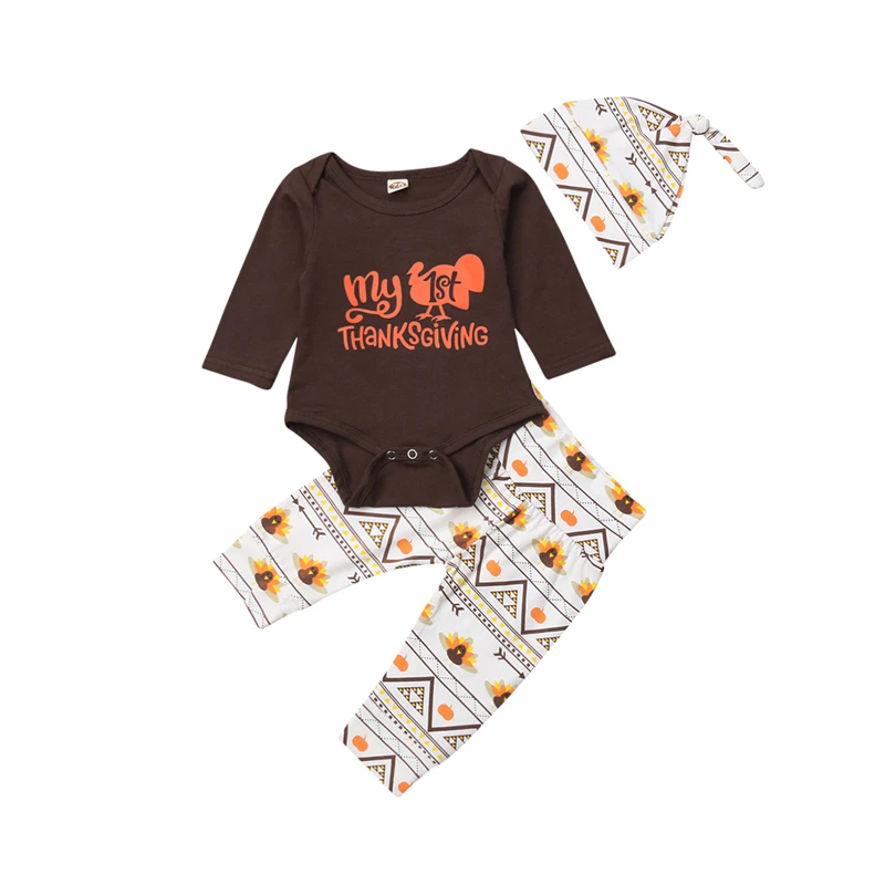 Newborn Baby Boys Girl My First Thanksgiving Party Clothes Set 3Pcs Toddler Kids Autumn Hooded Tops Rompers Pants Hat Outfit Set
Newborn Baby Boys Girl My First Thanksgiving Party Clothes Set 3Pcs Toddler Kids Autumn Hooded Tops Rompers Pants Hat Outfit Set