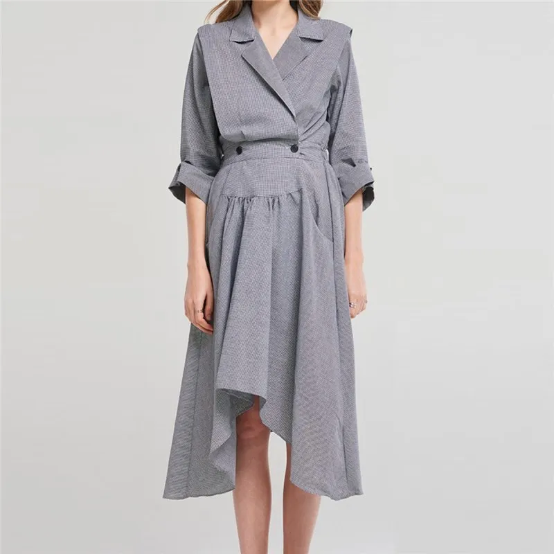 western style fashion cute slim plaid houndstooth half sleeve tunic SML XL XXL OL notched woman casual asymmetrical dress
western style fashion cute slim plaid houndstooth half sleeve tunic SML XL XXL OL notched woman casual asymmetrical dress