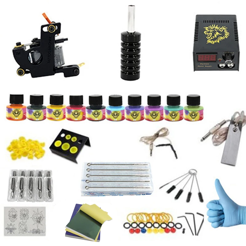 Tattoo Kit 10 Colors Tattoo Ink Sets Single Machines With Black LED Display Tattoo Power Supply Complete Tattoo Kits Body Art
Tattoo Kit 10 Colors Tattoo Ink Sets Single Machines With Black LED Display Tattoo Power Supply Complete Tattoo Kits Body Art