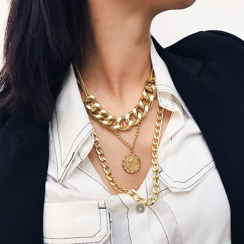 Exaggerated Silver Chain Unique Women Pendant Necklaces 2019 New Arrival Punk High Quality Cuban Graceful Thick Golden 1Set
Exaggerated Silver Chain Unique Women Pendant Necklaces 2019 New Arrival Punk High Quality Cuban Graceful Thick Golden 1Set