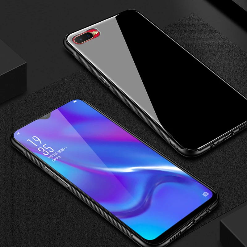 Цветной чехол из закаленного стекла для OPPO K 1 OppoK1 Oppo K1 Гибридный Жесткий ПК с