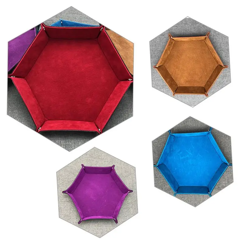 PU Leather Hexagon Dice Tray Collapsible Rolling Tray Dice Storage Box For Board Games Foldable Storage Tray Desktop Storage Box
PU Leather Hexagon Dice Tray Collapsible Rolling Tray Dice Storage Box For Board Games Foldable Storage Tray Desktop Storage Box