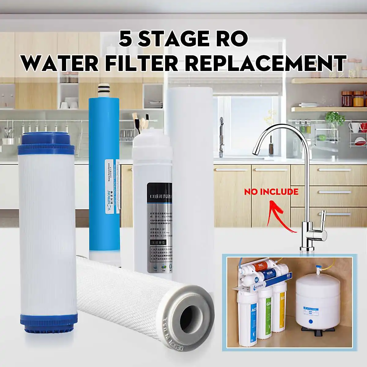 5Pcs 5 Reverse Osmosis RO Water Filters Replacement Set with Water Filter Cartridge 75 GPD Membrane Water Filter Purifier
5Pcs 5 Reverse Osmosis RO Water Filters Replacement Set with Water Filter Cartridge 75 GPD Membrane Water Filter Purifier