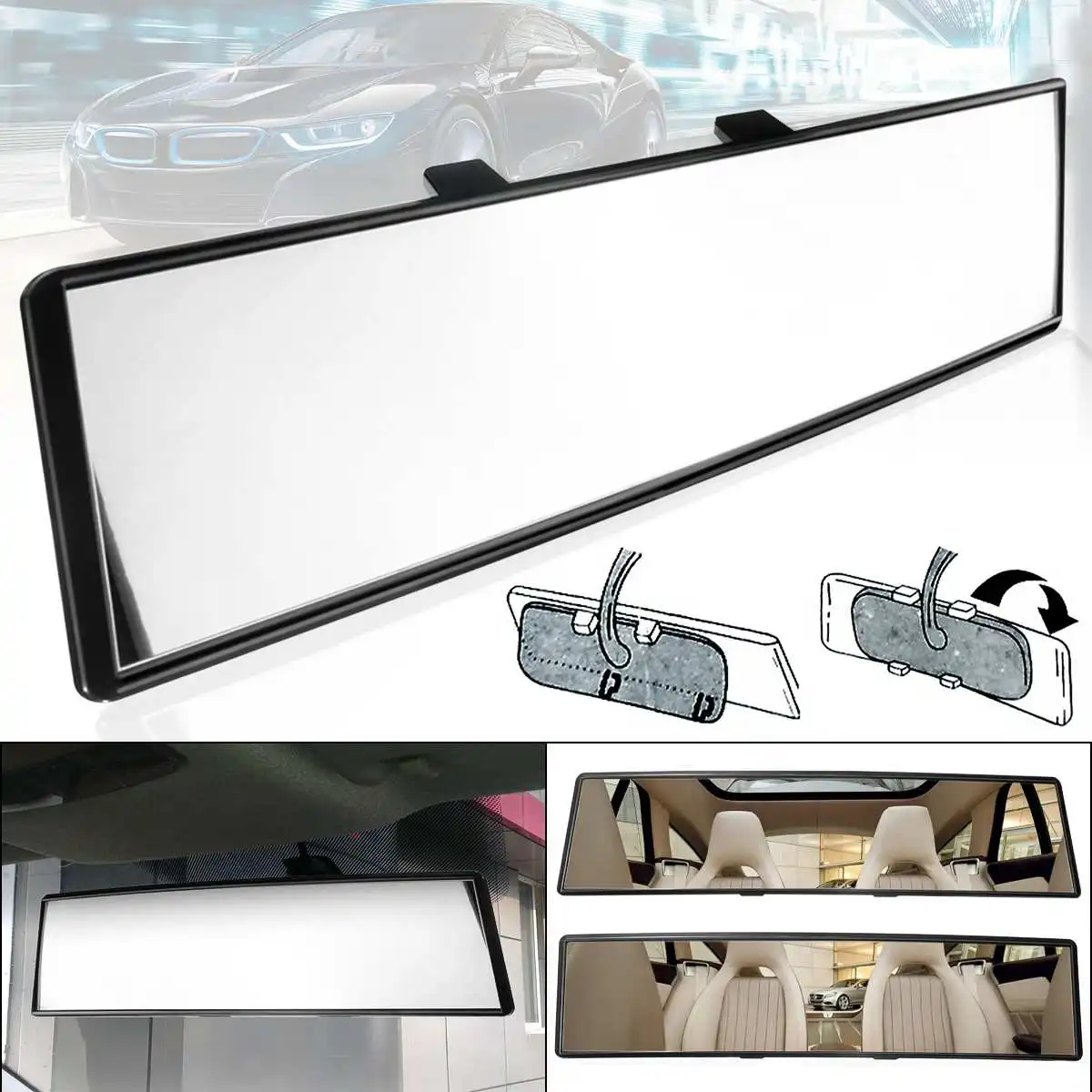 12" 300mm Universal Car Auto Interior Rearview Mirror Anti-glare Flat Clip Backup Car Wide Angle Vision Interior Mirrors Convex
12" 300mm Universal Car Auto Interior Rearview Mirror Anti-glare Flat Clip Backup Car Wide Angle Vision Interior Mirrors Convex