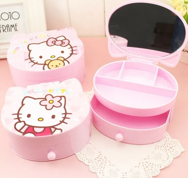 Hello Kitty Jewelry Box Cosmetic Organizer Plastic Drawers KT Cat Trinket Makeup Storage Box Table with Mirror Bead Storage Bin
Hello Kitty Jewelry Box Cosmetic Organizer Plastic Drawers KT Cat Trinket Makeup Storage Box Table with Mirror Bead Storage Bin