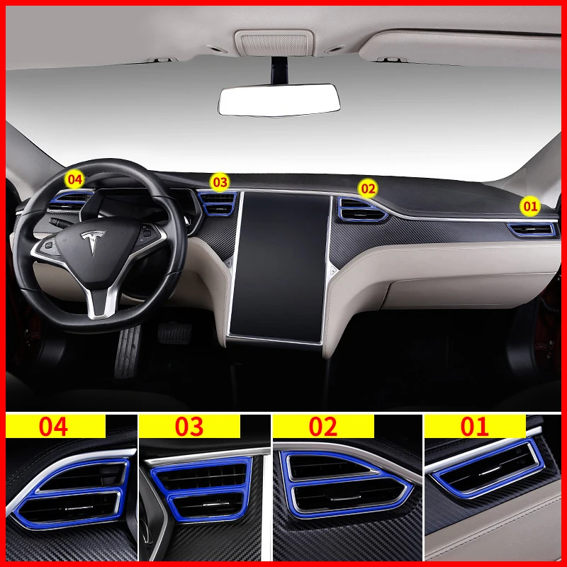 4pcs/set Car Front Air Vent Trim Decoration Outlet Frame Cover Sticker Styling Refit Car Accessories for Tesla Model S Model X
4pcs/set Car Front Air Vent Trim Decoration Outlet Frame Cover Sticker Styling Refit Car Accessories for Tesla Model S Model X