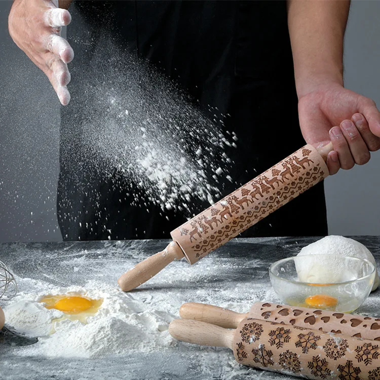 Beech Embossing Rolling Pin for Christmas Baking Cookies Biscuit Cake Dough Engraved Roller Reindeer Snowflake
Beech Embossing Rolling Pin for Christmas Baking Cookies Biscuit Cake Dough Engraved Roller Reindeer Snowflake