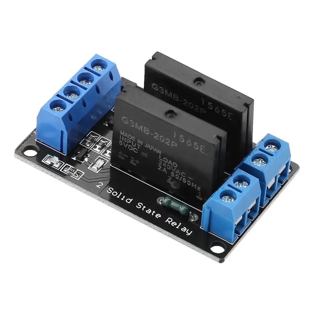 1 PCS 2 Channel 5V direct-current Solid State Voltage Relay Module High & Low Trigger with Fuse
1 PCS 2 Channel 5V direct-current Solid State Voltage Relay Module High & Low Trigger with Fuse
