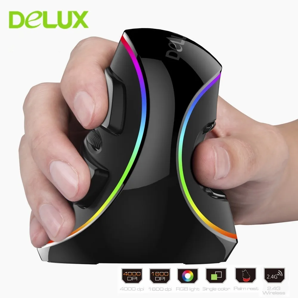 Delux M618plus RGB Gaming Mouse Ergonomic Vertical Wired Mouse 6 Buttons 4000 DPI Optical Right Hand Computer Mice For PC Laptop
Delux M618plus RGB Gaming Mouse Ergonomic Vertical Wired Mouse 6 Buttons 4000 DPI Optical Right Hand Computer Mice For PC Laptop