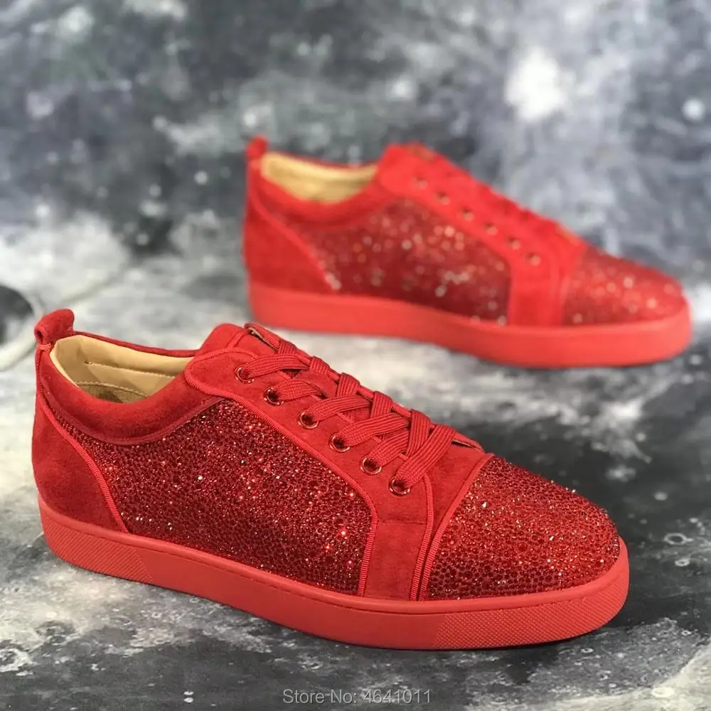 Low Cut Leisure cl andgz Lace up Red Suede Rhinestone diamond leather Rivet Red bottoms For Man Shoes Sneakers casual Flat
Low Cut Leisure cl andgz Lace up Red Suede Rhinestone diamond leather Rivet Red bottoms For Man Shoes Sneakers casual Flat