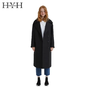 HYH HAOYIHUI Classic Loose Large Lapel Single-breasted Overcoat Cuff Plaid Long Woolen Coat
HYH HAOYIHUI Classic Loose Large Lapel Single-breasted Overcoat Cuff Plaid Long Woolen Coat