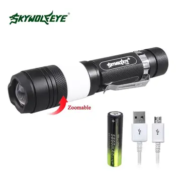 SKYWOLFEYE 2 LED Flashlight Zoom Waterproof 3800 Lm 18650 Battery Torch 6 Modes + USB Cable For Outdoor Camping
SKYWOLFEYE 2 LED Flashlight Zoom Waterproof 3800 Lm 18650 Battery Torch 6 Modes + USB Cable For Outdoor Camping