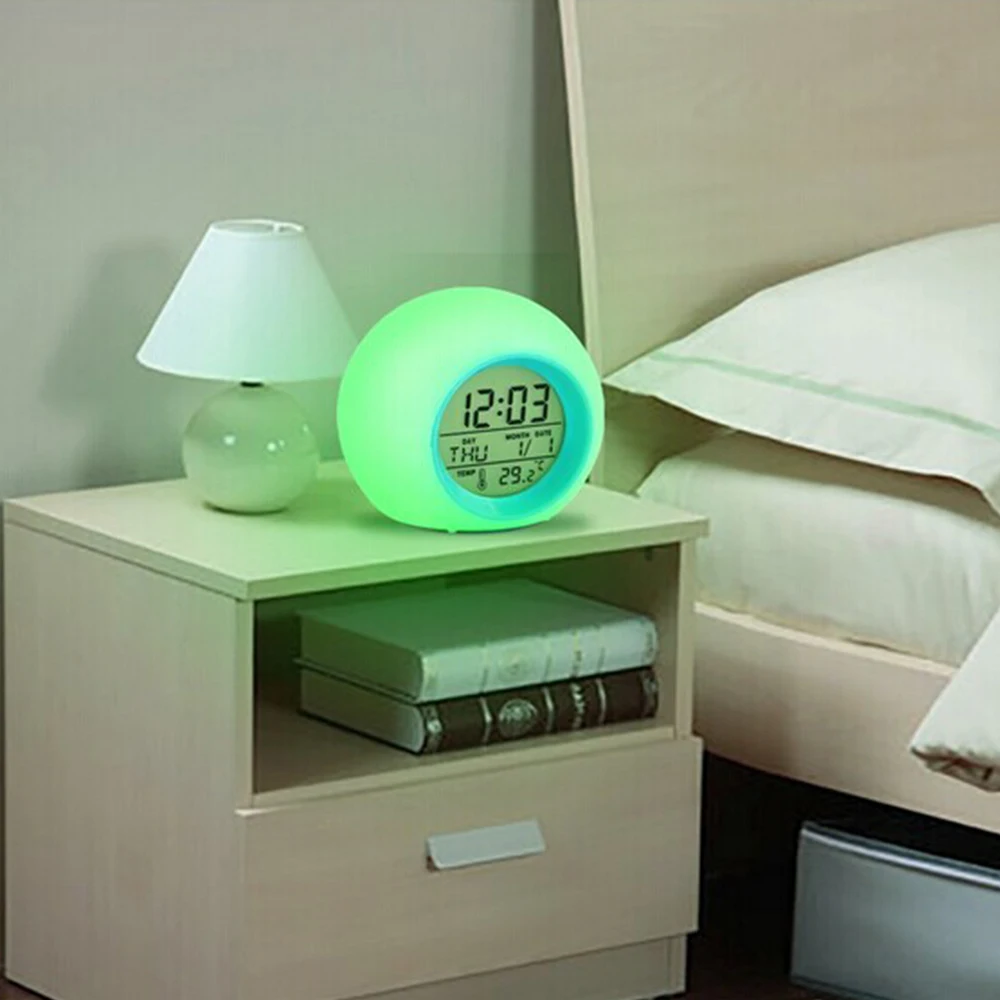 Alarm Clock Wake Up Digital Clock For Kids 7 Colors Changing Light Bedside Clock For Boys Girls Bedroom With Indoor Temperature
Alarm Clock Wake Up Digital Clock For Kids 7 Colors Changing Light Bedside Clock For Boys Girls Bedroom With Indoor Temperature