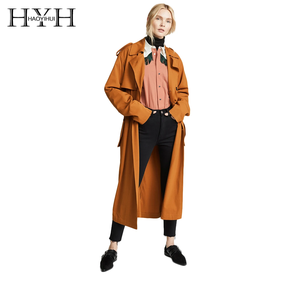 HYH HAOYIHUI New Classic European Trench Coat Temperament double-breasted Side Zip Women Pea Coat real photos
HYH HAOYIHUI New Classic European Trench Coat Temperament double-breasted Side Zip Women Pea Coat real photos