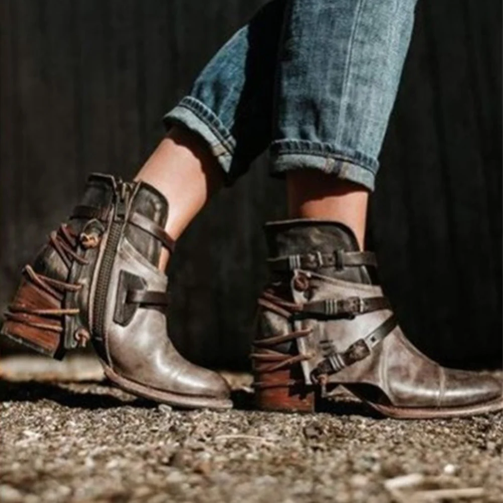 Women Autumn Casual High Cut Boots Low Heel Ankle Vintage Retro Leather Side Zipper
Women Autumn Casual High Cut Boots Low Heel Ankle Vintage Retro Leather Side Zipper