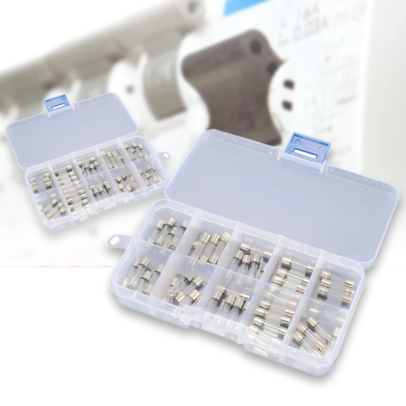 50Pcs Boxed Glass Fuse Set 5x20mm 0.25A-6.3A Fast Blow Glass Tube Fuse Assortment Kit Assorted Fuses
50Pcs Boxed Glass Fuse Set 5x20mm 0.25A-6.3A Fast Blow Glass Tube Fuse Assortment Kit Assorted Fuses