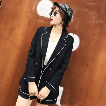 Women Zippers Short Pant Black Suits Spring Notched Collar Two Piece Sets Casual Hit Color Blazers Office Outfits
Women Zippers Short Pant Black Suits Spring Notched Collar Two Piece Sets Casual Hit Color Blazers Office Outfits