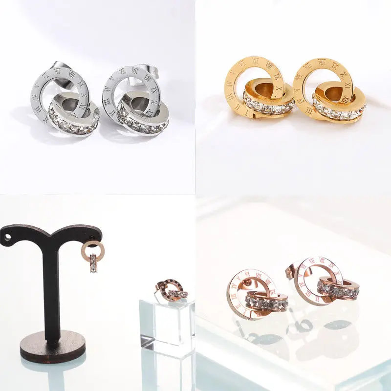 Women Titanium Steel Earring Ear Ring Drop Pendant Numerals Roman Jewelry Elegant Refined Crystal Clear Modern
Women Titanium Steel Earring Ear Ring Drop Pendant Numerals Roman Jewelry Elegant Refined Crystal Clear Modern