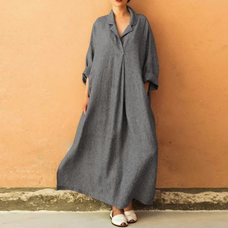 Women shirt dress autumn Solid Color lapel Collar Long Sleeve cotton linen retro Long Dress Casual Loose boho dresses vestido
Women shirt dress autumn Solid Color lapel Collar Long Sleeve cotton linen retro Long Dress Casual Loose boho dresses vestido