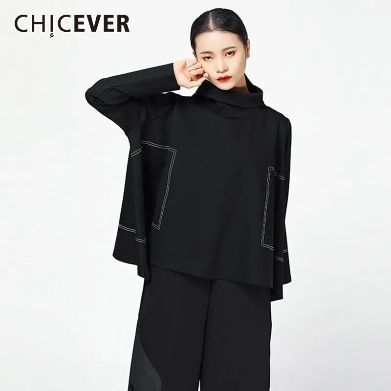 CHICEVER Women's T-shirts Tops Female Turtleneck Long Sleeve Casual Loose Black T-shirt For Women Fashion Vintage Clothes Tide
CHICEVER Women's T-shirts Tops Female Turtleneck Long Sleeve Casual Loose Black T-shirt For Women Fashion Vintage Clothes Tide