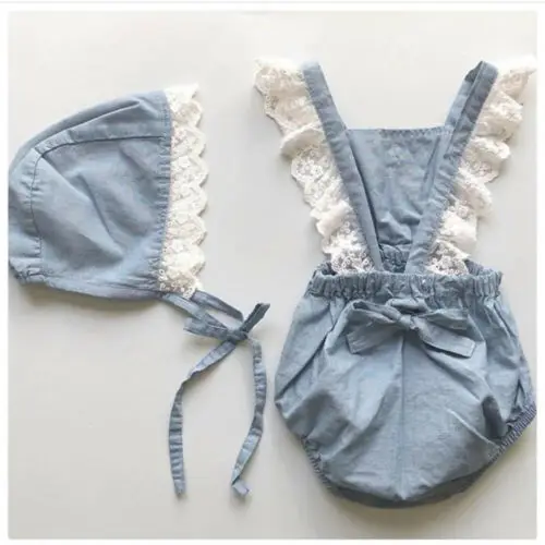 Cotton Newborn Denim Romper Toddler Baby Girl Clothes Lace Denim Romper Hat Summer Infant Sunsuit Outfit
Cotton Newborn Denim Romper Toddler Baby Girl Clothes Lace Denim Romper Hat Summer Infant Sunsuit Outfit