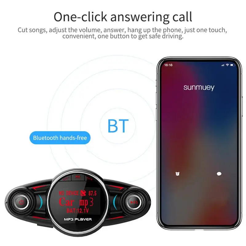 Universal Protable Multi-function BT08 Vehicle MP3 Bluetooth Hands-Free FM Player Supports 2.1A Charging USB Round Jack
Universal Protable Multi-function BT08 Vehicle MP3 Bluetooth Hands-Free FM Player Supports 2.1A Charging USB Round Jack