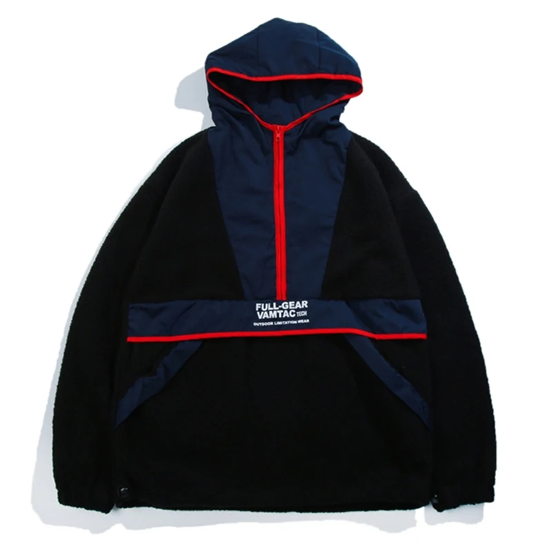 Thick Hoodie Patchwork Jackets Men Hip Hop Warm Cashmere Streetwear Windbreaker Half Zipper Coats Men Clothing 2019 Q0336
Thick Hoodie Patchwork Jackets Men Hip Hop Warm Cashmere Streetwear Windbreaker Half Zipper Coats Men Clothing 2019 Q0336