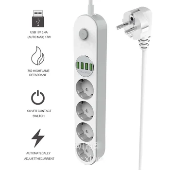 LEORY 4 Port 4 USB Power Strip EU Power Sockets Surge Protector USB 17W Chargers EU Plug 2500W Home Office White 250V 16A
LEORY 4 Port 4 USB Power Strip EU Power Sockets Surge Protector USB 17W Chargers EU Plug 2500W Home Office White 250V 16A