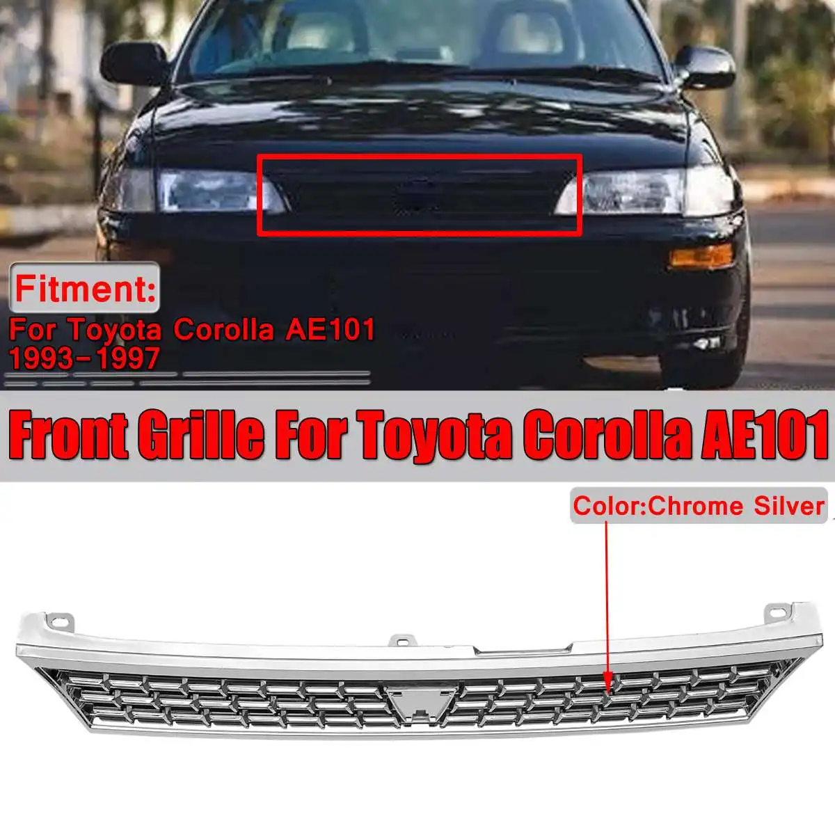 1x Racing Grills Chrome Silver Car Front Upper Center Bumper Mesh Grille Grill For Toyota Corolla AE101 1993-1997 Without Emblem
1x Racing Grills Chrome Silver Car Front Upper Center Bumper Mesh Grille Grill For Toyota Corolla AE101 1993-1997 Without Emblem