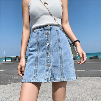 2019 Single Row Buckle Cowboy Half-body Zipper High Waist Casual Short Skirt Woman
2019 Single Row Buckle Cowboy Half-body Zipper High Waist Casual Short Skirt Woman