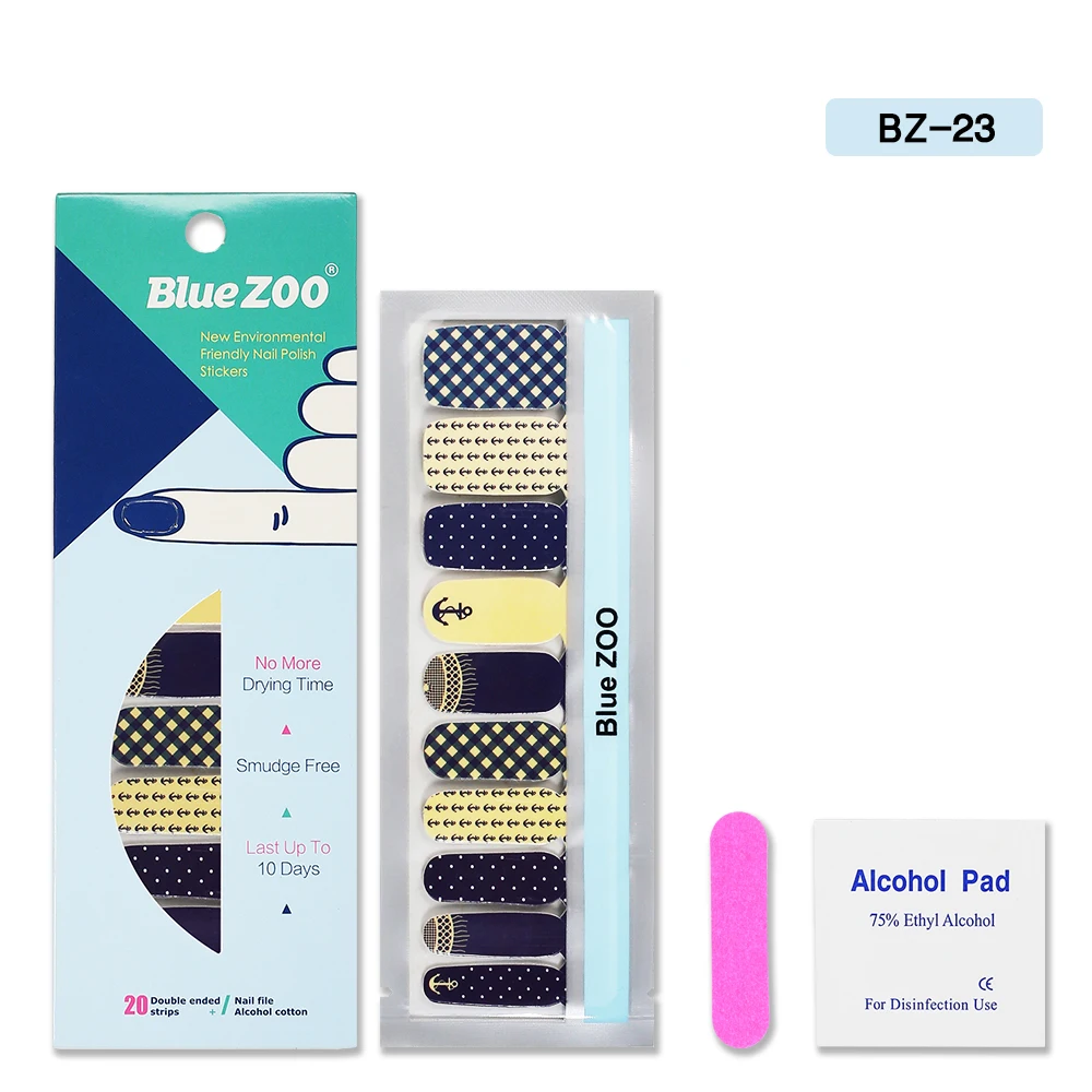 Blue ZOO 20Pcs/Sheet Nail Polish Stickers with 1Pcs Nail File Cute Patterns Full Wraps Nail Art Adhesive Decals
Blue ZOO 20Pcs/Sheet Nail Polish Stickers with 1Pcs Nail File Cute Patterns Full Wraps Nail Art Adhesive Decals