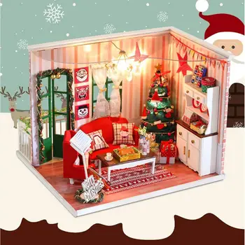 1/24 Miniature Dollhouse Kit DIY Wooden Christmas House Model with Lights Educational Toys Xmas Gift for Children Kids Adult 
1/24 Miniature Dollhouse Kit DIY Wooden Christmas House Model with Lights Educational Toys Xmas Gift for Children Kids Adult