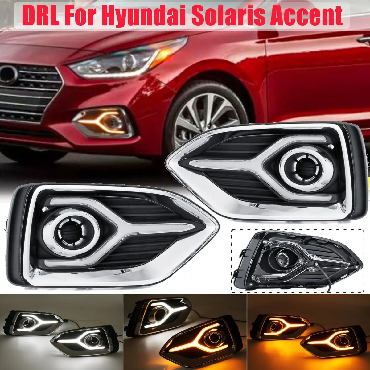 Pair Daytime Running Light LED DRL White Yellow Daytime Running Light With Turn Signal Lamp For Hyundai Solaris Accent 2017-2019
Pair Daytime Running Light LED DRL White Yellow Daytime Running Light With Turn Signal Lamp For Hyundai Solaris Accent 2017-2019