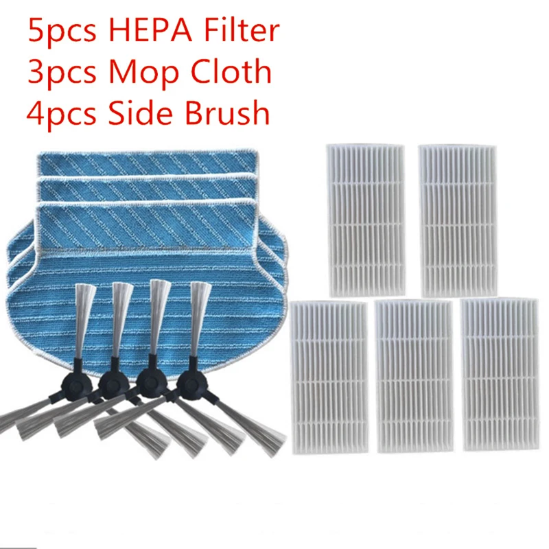 5pcs hepa filter + 4pcs Side Brushes+ 3pcs Mop Cloth Robot Vacuum Cleaner Parts HEPA Filter for Proscenic 790T Replacement Kit
5pcs hepa filter + 4pcs Side Brushes+ 3pcs Mop Cloth Robot Vacuum Cleaner Parts HEPA Filter for Proscenic 790T Replacement Kit