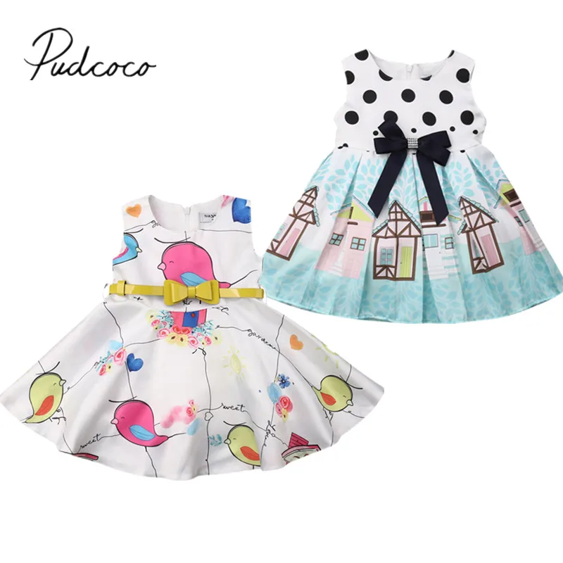 2019 Children Summer Clothing 1-5Y Princess Kid Baby Girl Cartoon Dress Sleeveless Birds Print Party Tutu Sundress With Sash/Bow
2019 Children Summer Clothing 1-5Y Princess Kid Baby Girl Cartoon Dress Sleeveless Birds Print Party Tutu Sundress With Sash/Bow