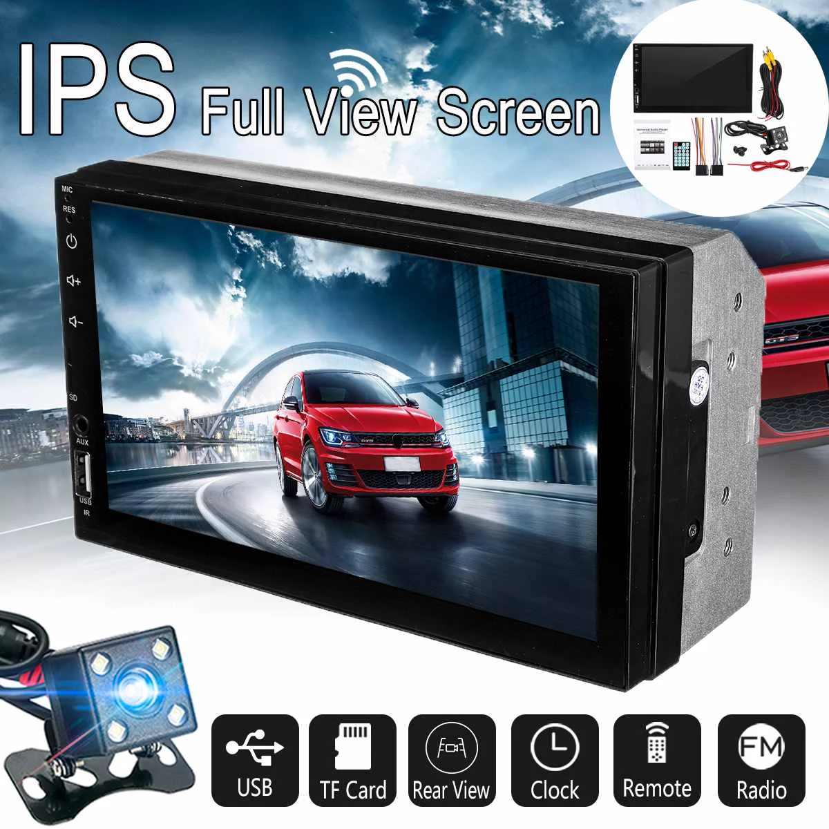 7'' IPS 2 Din Touchs Screen Car Multimedia Player Full Viewing Angle 7002 Stereo Video MP5 Player bluetooth + Rear View Camera
7'' IPS 2 Din Touchs Screen Car Multimedia Player Full Viewing Angle 7002 Stereo Video MP5 Player bluetooth + Rear View Camera