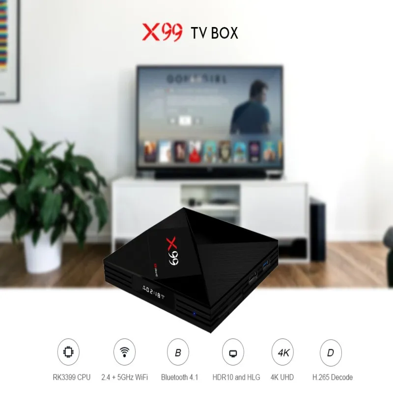 

X99 TV BOX RK3399 Mali - T860MP4 4GB RAM + 32GB ROM Smart TV Box Android 7.1 HDR10 2.4G + 5G + AC WIFI BT4.1 1000M Set Top Box