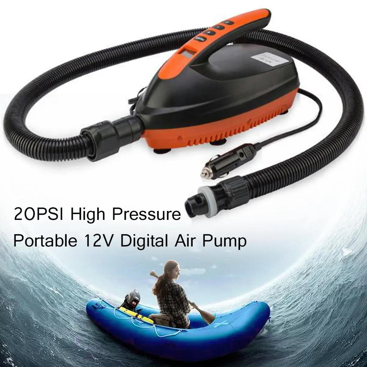 12V 16PSI Portable Car Inflatable Pump High Pressure Portable Digital Electric Air Pump SUP Kayak Paddle Board With 6 Nozzles
12V 16PSI Portable Car Inflatable Pump High Pressure Portable Digital Electric Air Pump SUP Kayak Paddle Board With 6 Nozzles